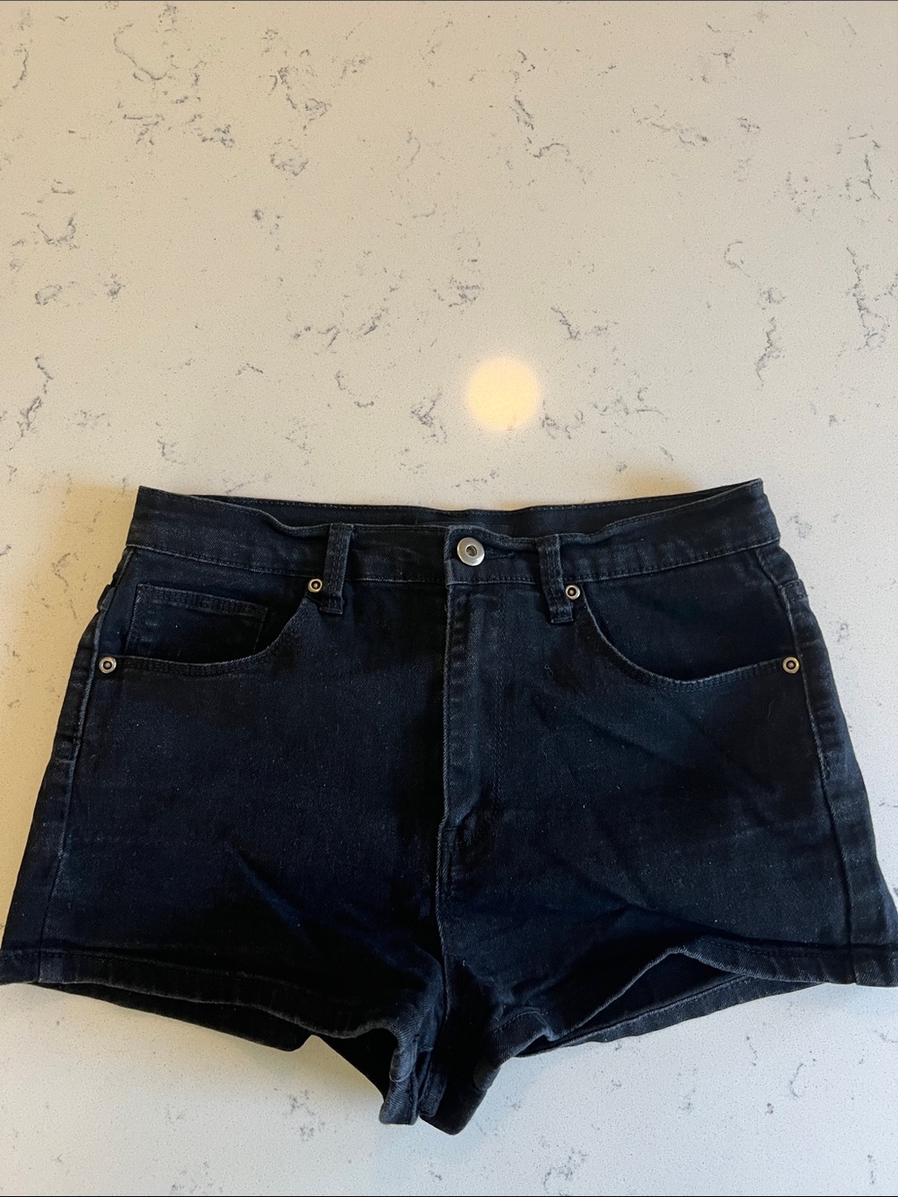 Forever 21 Black Denim High-Rise Jean Shorts